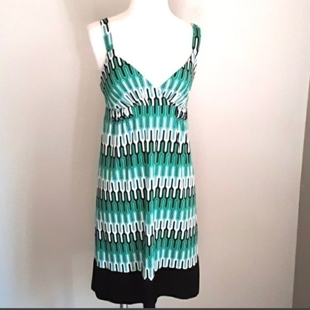 Jodi kristopher green retro print dress -medium